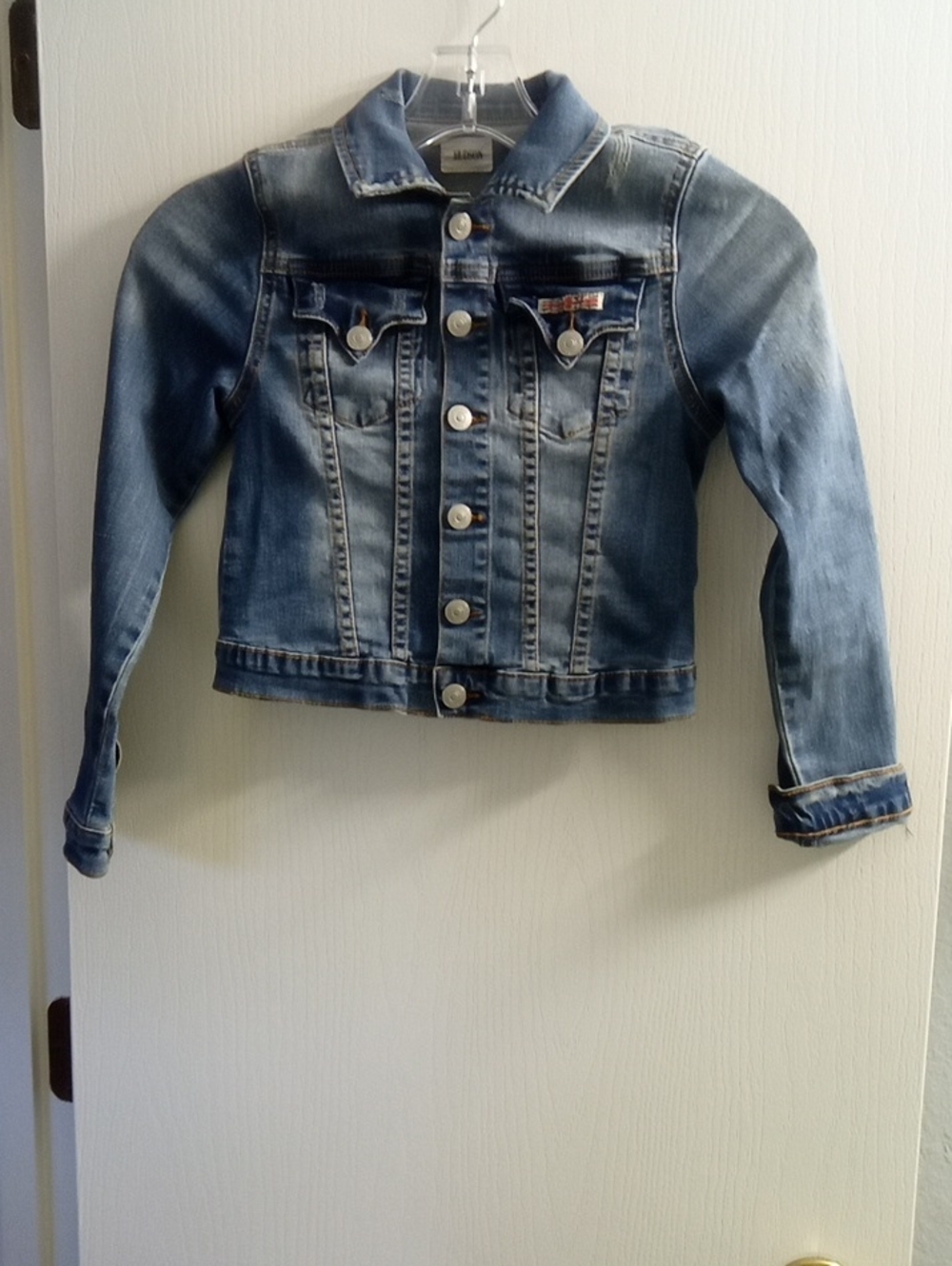 Hudson Jeans Girls Blue Distressed Denim Jacket